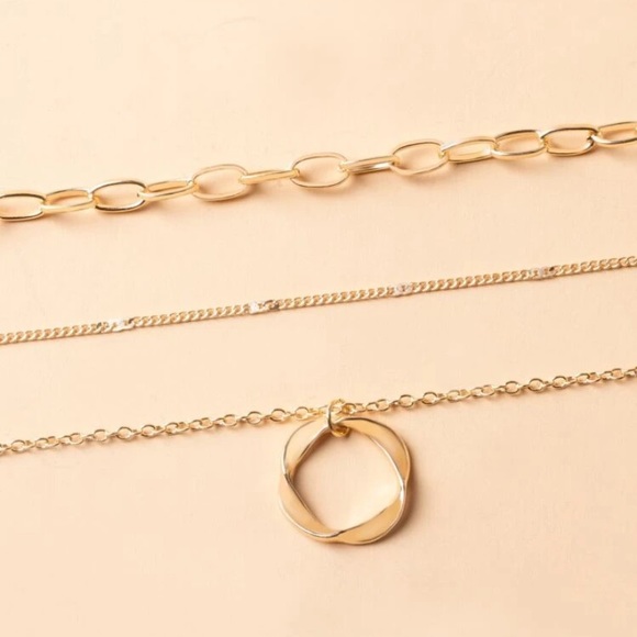 LAST one! Gold chain circle choker layered necklace mint - Picture 4 of 6